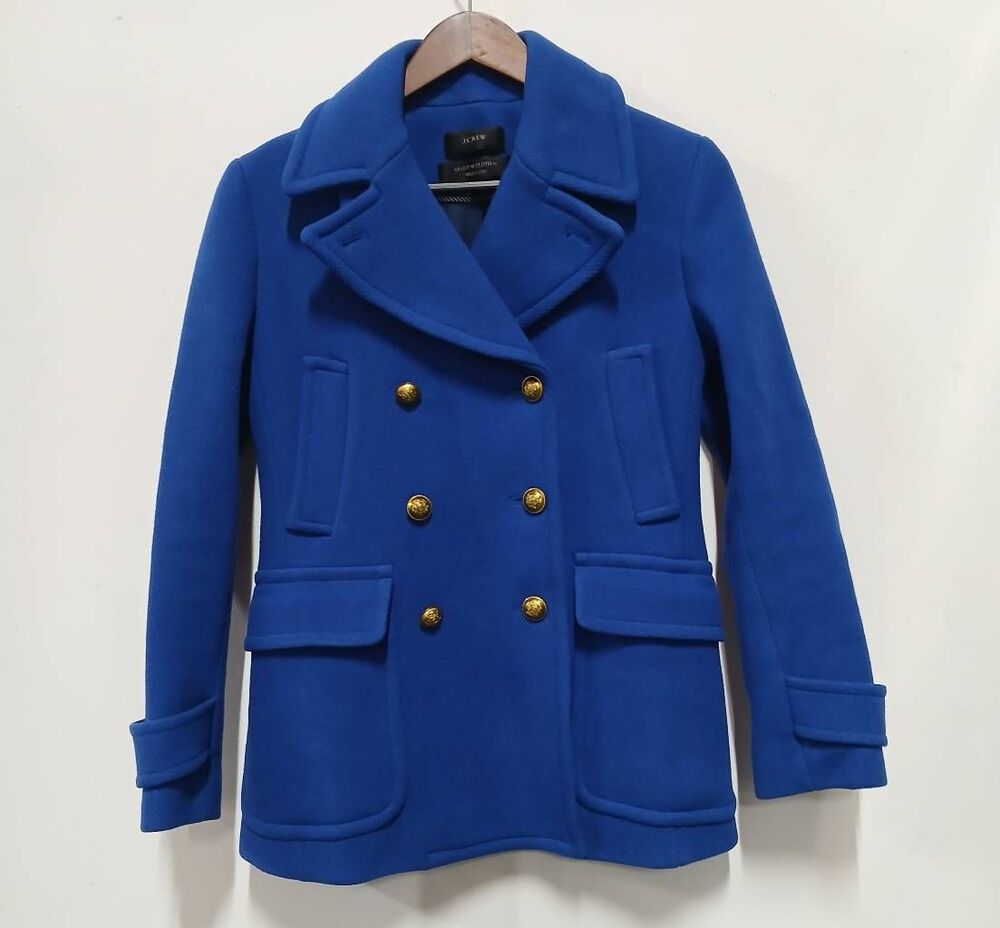 J.crew womens size 2 blue stadium cloth jacket nello gori coat double Breasted